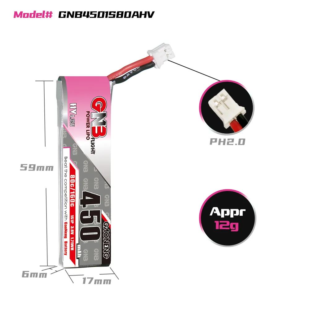 GAONENG GNB 1S 450mAh 80C/160C - Drone Battery Li-Ion recension och pris