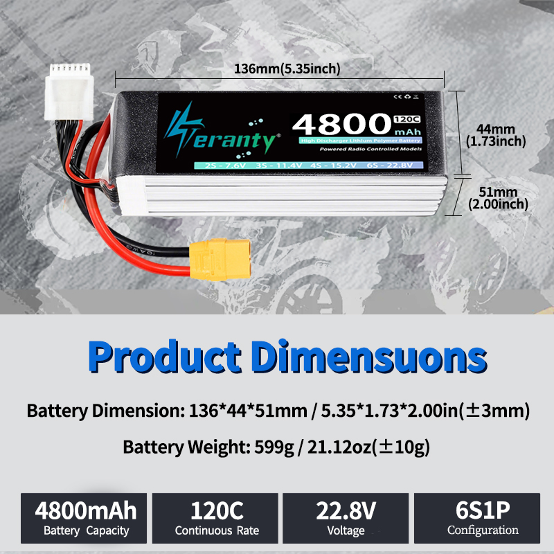 TERANTY 6S 4800mAh Lipo Batter - Drone Battery Connector recension och pris